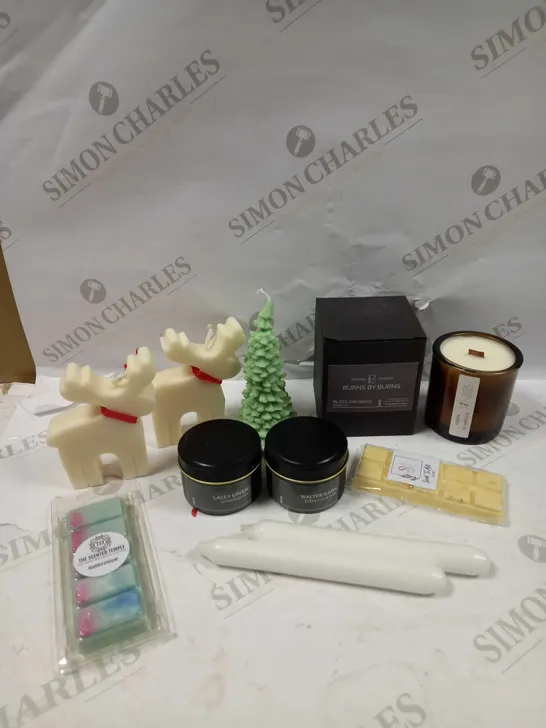 BOX OF APPROXIMATELY 20 ASSORTED SCENTED CANDLE PRODUCTS TO INCLUDE BURNS BY BURNS, FESTIVE DESIGN, WALTERS ASH ETC