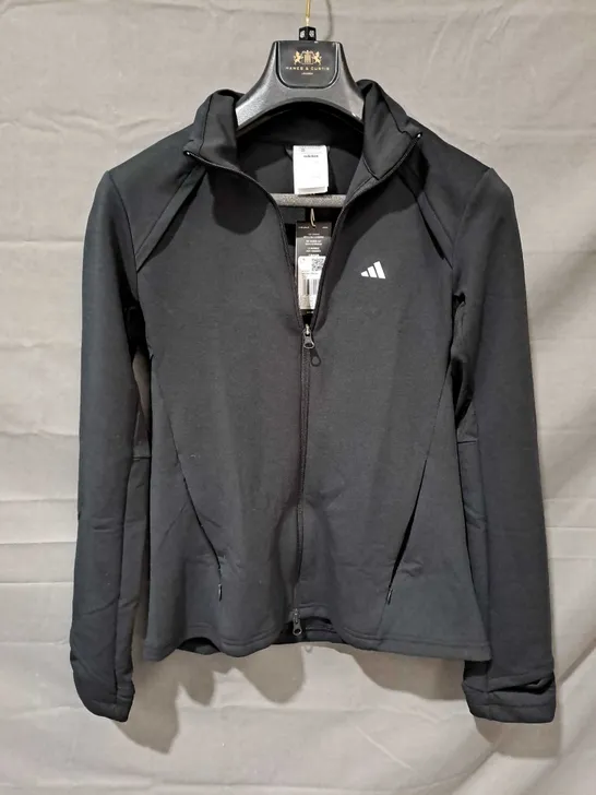 ADIDAS LADIES ZIP UP TOP BLACK SIZE MEDIUM 12-14