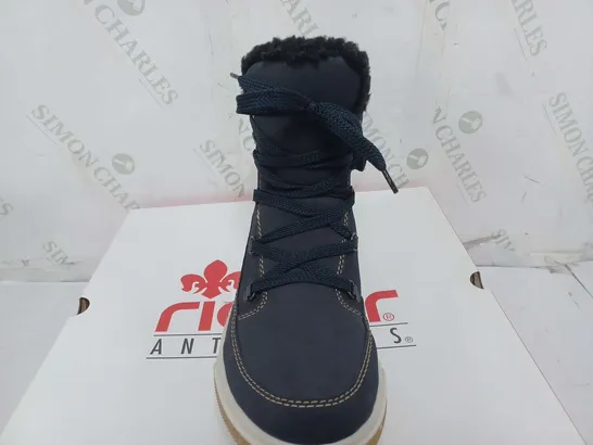 BOXED PAIR OF RIEKER WARM HIKING BOOTS IN NAVY - SIZE 40