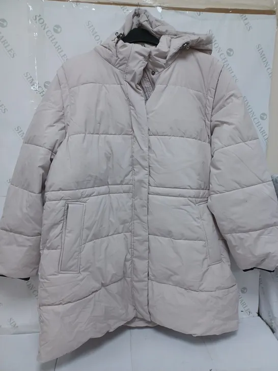 CENTIGRADE PADDED COAT WITH DETACHABLE SLEEVES IN STONE - 2XL