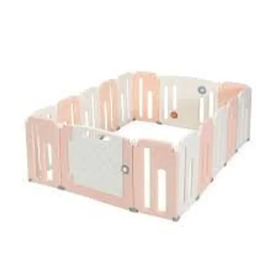 BOXED COSTWAY PINK FOLDABLE BABY PLAYPEN WITH DRAWING BOARD - PINK