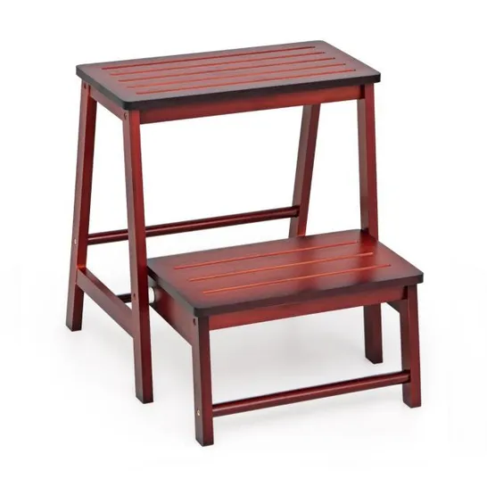 BOXED COSTWAY BAMBOO FOOTSTOOL WITH 2 STEPS 