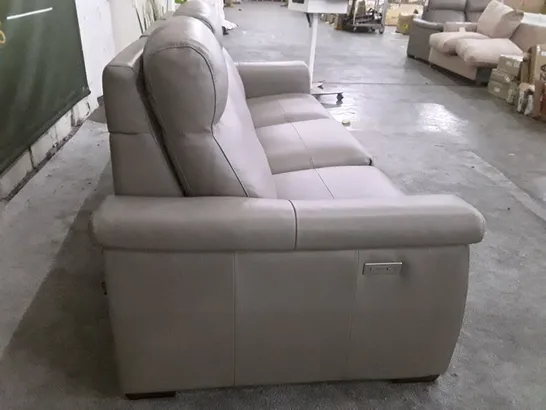 QUALITY ITALIAN DESIGNER ADRIANO ELECTRIC RECLINER LARGE SOFA - TAUPE LEATHER