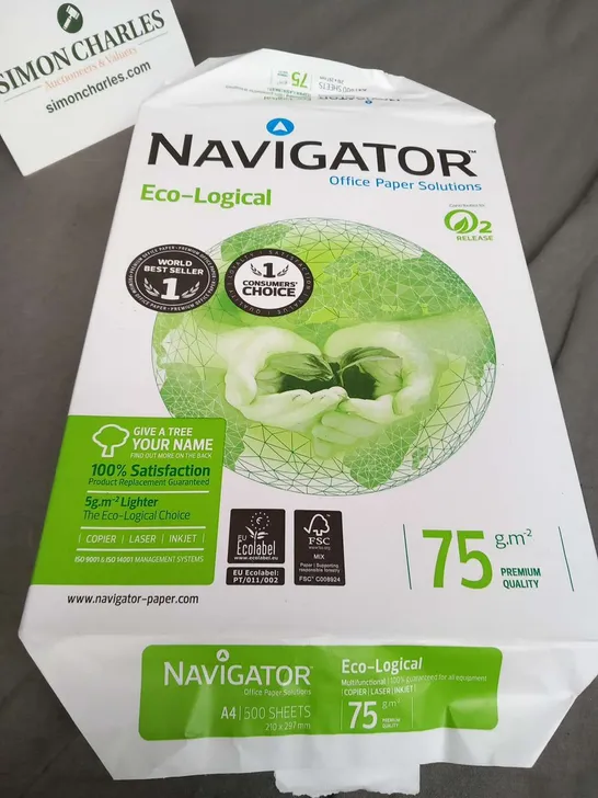 FIVE REAMS OF NAVIGATOR ECO-LOGICAL OFFICE PAPER SOLUTIONS 75G.M A4