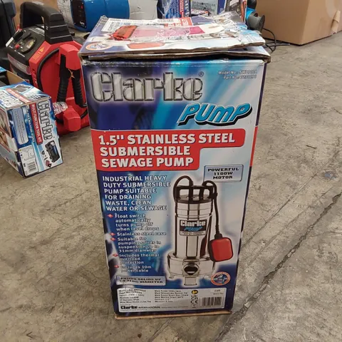 BOXED CLARKE 1.5" STAINLESS STEEL SUBMERSIBLE SEWAGE PUMP 