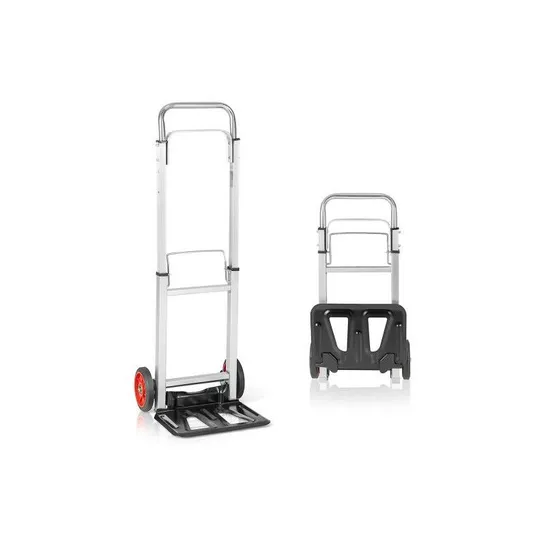 BOXED COSTWAY FOLDING HAND TRUCK ALUMINUM DOLLY CART WITH TELESCOPIC HANDLE & ALL-TERRAIN WHEELS