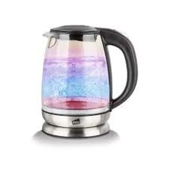 BOXED NEO® RAINBOW LED ILLUMINATED ELECTRIC GLASS COPPER KETTLE 1.7L CORDLESS (CHROME)