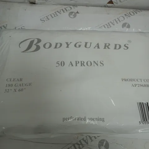 250 BODYGUARDS CLEAR APRONS ( 5 PACKS OF 50)