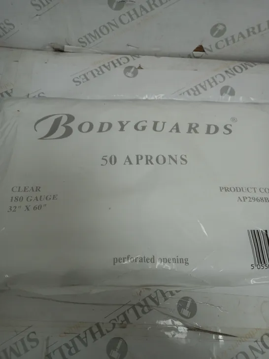 250 BODYGUARDS CLEAR APRONS ( 5 PACKS OF 50)