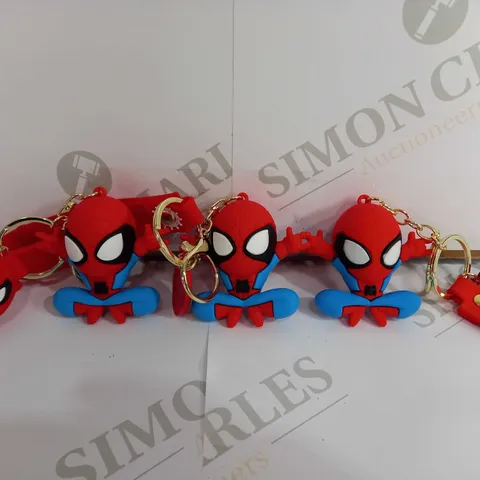 BOX OF APPROX 10 ASSORTED MARVEL SPIDER MAN KEYCHAINS