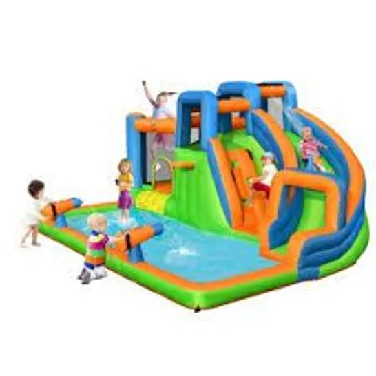 BOXED COSTWAY COSTWAY INFLATABLE WATER SLIDE GIANT SPLASH POOL WITH DUAL CLIMBING WALLS & 680W BLOWER