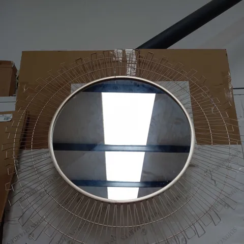 BOXED WIRE FRAMED CIRCULAR WALL MIRROR COLLECTION ONLY