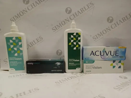 BOX OF APPROX 20 ASSORTED VISION CARE ITEMS TO INCLUDE - SPECSAVERS EASY VISION ALL PURPOSE - ACUVUE 1 DAY OASYS MAX - SPECSAVERS EASY VISION LINEARIAL ECT