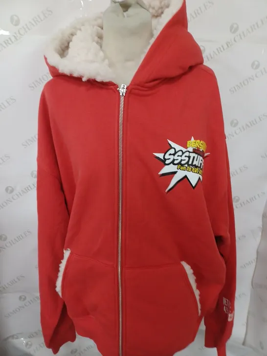 BERSSSHKA ZIP UP HOODIE IN RED SIZE LARGE 