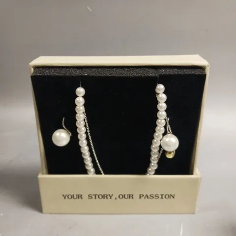 SGOLVER PEARL NECKLACE & EARRING SET 