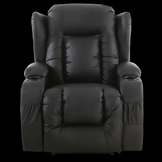 BOXED CAESAR BLACK FAUX LEATHER MANUAL RECLINING EASY CHAIR (2 BOXES) RRP £399.99