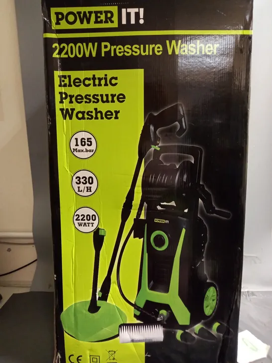 BOXED POWER IT! ELECTRIC 2200W PRESURE WASHER IN BLACK/GREEN