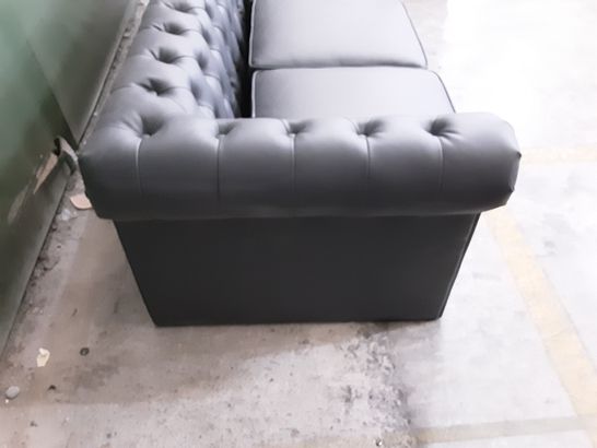 DESIGNER GREY LEATHER CHESTERFIELD STYLE 3-SEATER SOFA