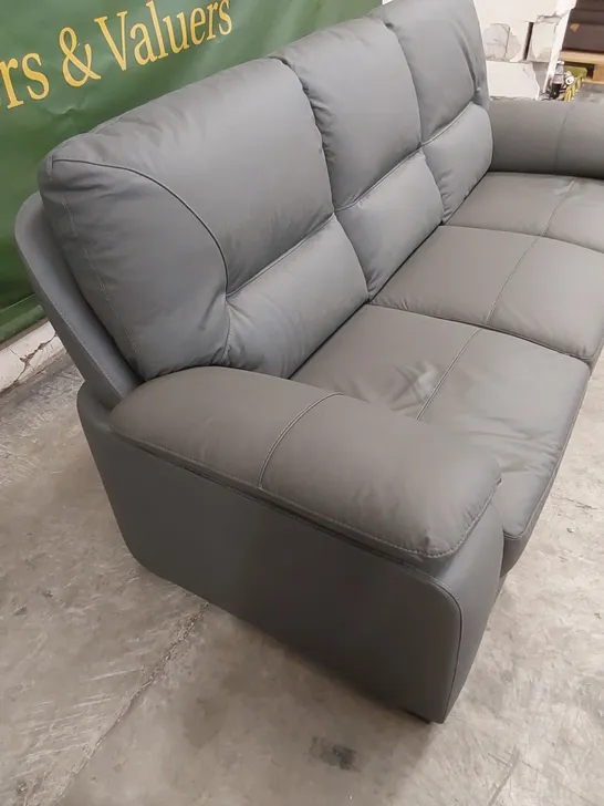 NAFISSA 3 SEATER GENIUNE GREY LEATHER SOFA 