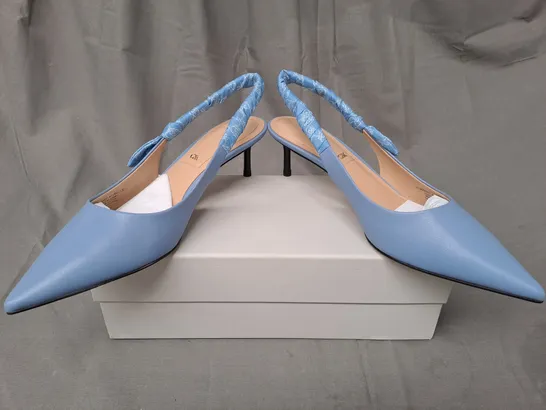 BOXED PAIR OF CHARLES & KEITH POINTED TOE LOW HEEL SHOES IN BLUE EU SIZE 41