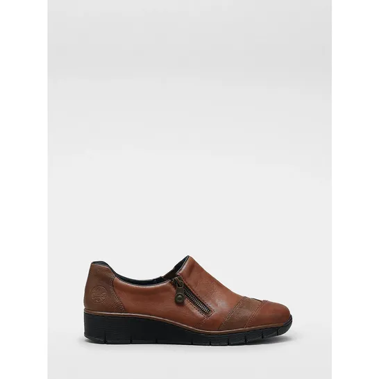 RIEKER SIDE ZIP SHOE- CHESTNUT SIZE 6.5