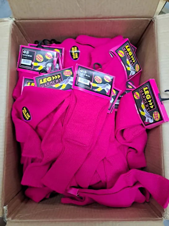 BOX OF APPROX 50 ASSORTED PINK LEG WARMERS - SIZES VARY 