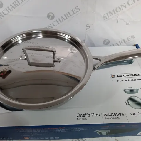 BOXED LE CREUSET 3-PLY STAINLESS STEEL CHEFS PAN 