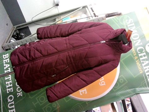 M&S RED PADDED CONCEALED HOOD COAT UK SIZE 8 