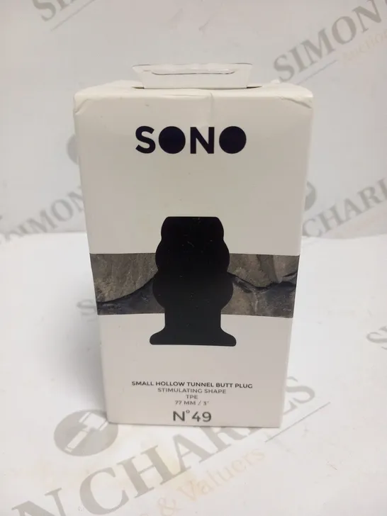 BOXED SONO SMALL HOLLOW TUNNEL BUTT PLUG STIMULATING SHAPE TPE 77MM NO 49