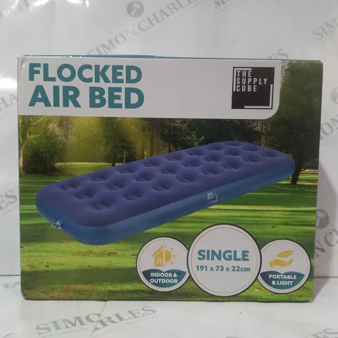 BOXED THE SUPPLY CUBE FLOCKED AIR BED - SINGLE