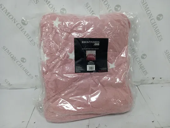 BRENTFORDS OHS BLUSH STARS TEDDY FLEECE DUVET - SINGLE