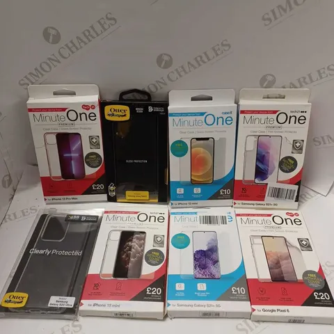 BOX OF APPROXIMATELY 35 ASSORTED PHONE CASES FOR VARIOUS MODELS TO INCLUDE IPHONE 12 MINI, SAMSUNG GALAXY S21+, GOOGLE PIXEL 6 ETC