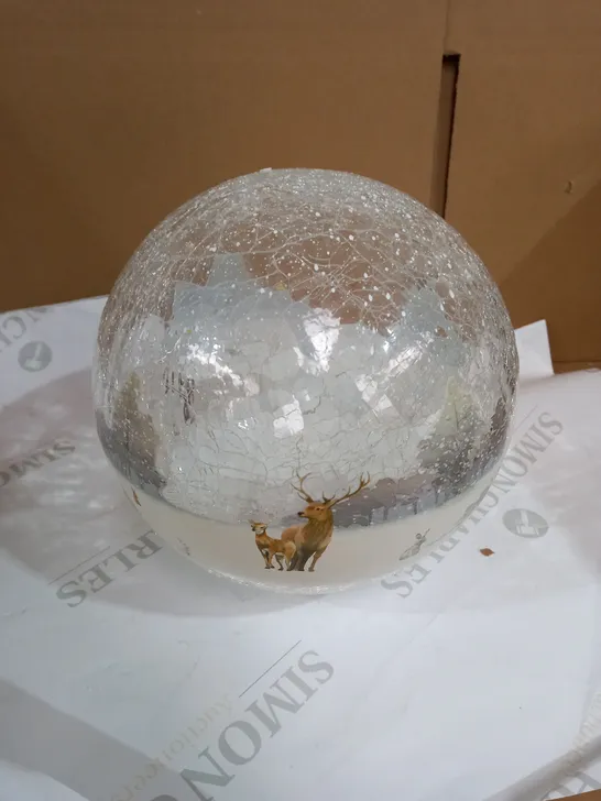 FESTIVE PRE-LIT SCENIC CRACKLE GLASS SPHERE