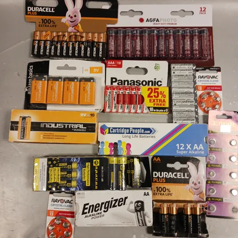 LARGE ASSORTMENT OF VARIOUS BATTERIES TO INCLUDE AA, AAA, 9V ETC 