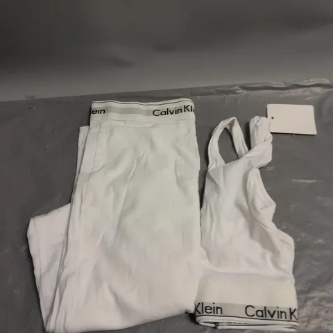 CALVIN KLEIN LADIES CROP TOP AND LEGGINGS SET WHITE S