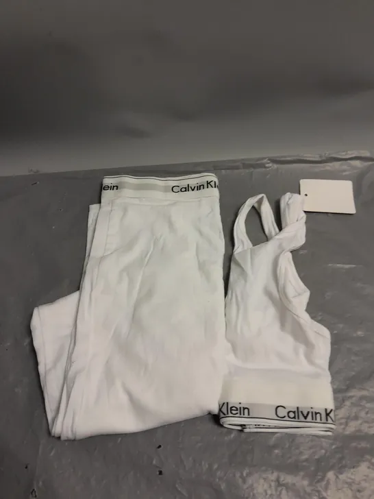 CALVIN KLEIN LADIES CROP TOP AND LEGGINGS SET WHITE S