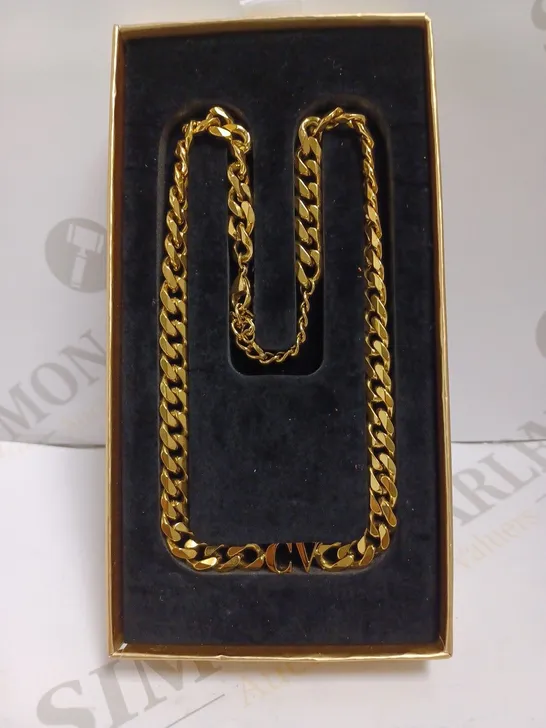 BOXED ABBOTT LYON GOLD EFFECT CHAIN - PERSONALISED WITH `CV`