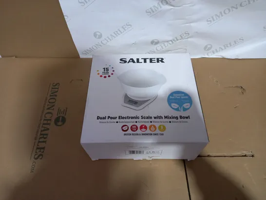 SALTER DUAL POUR ELECTRONIC SCALE WITH MIXING BOWL 