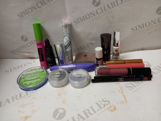 LOT OF APPROX 10 ASSORTED MAKEUP PRODUCTS TO INCLUDE BOWE LASH OIL, GLOW IN THE DARK LINE ART GEL, BENEFIT RED LIP/CHEEK STAIN, ETC