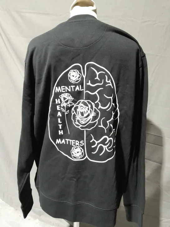 MDUK CLOTHING MENTAL HEALTH MATTERS SWEATER IN BLACK SIZE MEDIUM 