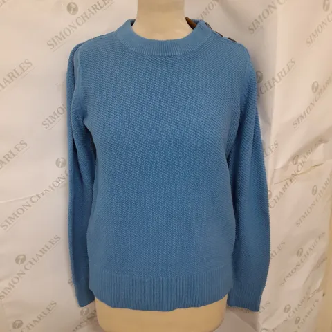 BODEN KNITTED BUTTON DETAIL JUMPER IN BLUE SIZE XS