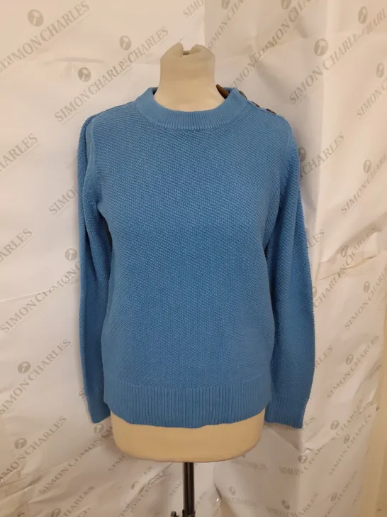 BODEN KNITTED BUTTON DETAIL JUMPER IN BLUE SIZE XS