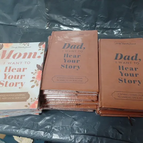 LOT CONTAINING VARIOUS HOUSEHOLD ITEMS TO INCLUDE; 20 MUM JOURNAL AND 20 DAD JOURNAL BOOKS.