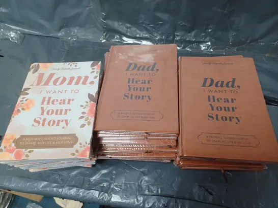 LOT CONTAINING VARIOUS HOUSEHOLD ITEMS TO INCLUDE; 20 MUM JOURNAL AND 20 DAD JOURNAL BOOKS.