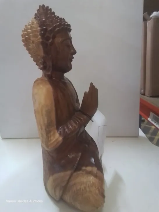 BRAND NEW BOXED WOODEN BUDDHA FIGURE approx 13" tall