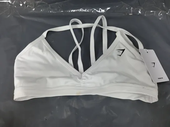 GYMSHARK MINIMAL SPORTS BRA IN WHITE - SMALL