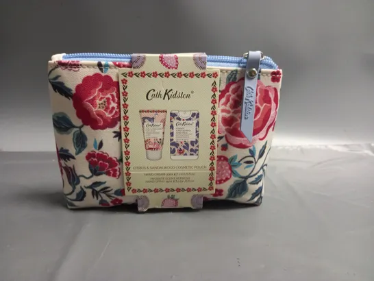 CATH KIDSTON CITRUS AND SANDLEWOOD COSMETICS POUCH TO INCLUDE HAND CREAM AND HAND SPRAY 