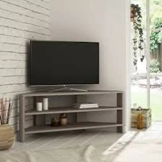 BOXED THALES CORNER MODERN TV STAND MULTIMEDIA CENTRE CORNER 110CM IN LIGHT MOCKA