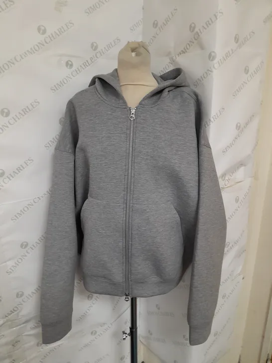 WEEKDAY FULL ZIP SCUBA HOODIE IN GREY MARL SIZE L