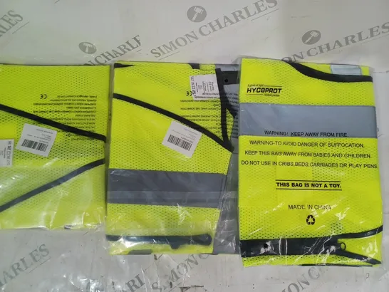 APPROXIMATELY 5 ASSORTED HI-VIS SAFETY WORK VESTS IN VARIOUS SIZES